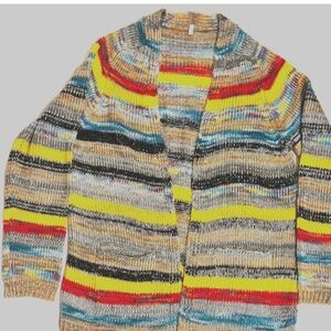Women’s Striped Multi Colored Cardigan Open Front